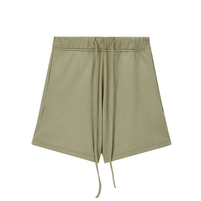 Pantalones deportivos cortos de felpa de marca de moda, holgados y combinables, con cordón y cinco puntos.