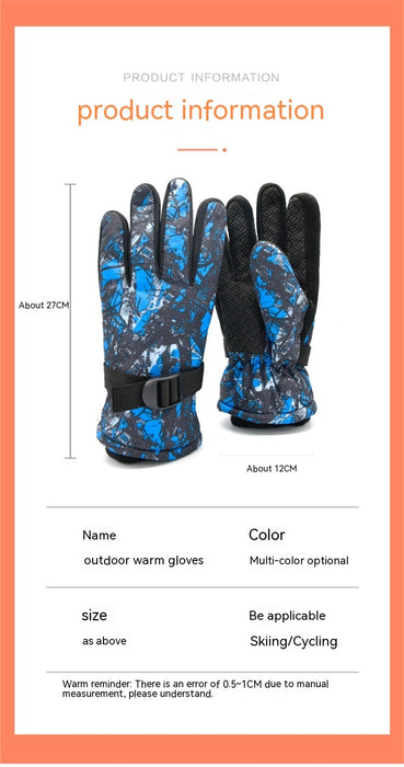 Children's Velvet Thickened And Warm Ski Gloves