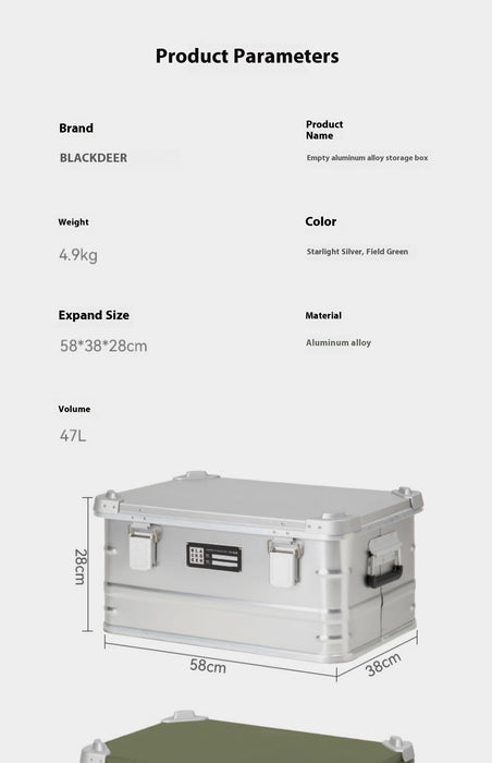 Caja de almacenamiento de aleación de aluminio para exteriores, equipo portátil de camping de metal para montar en vehículo.