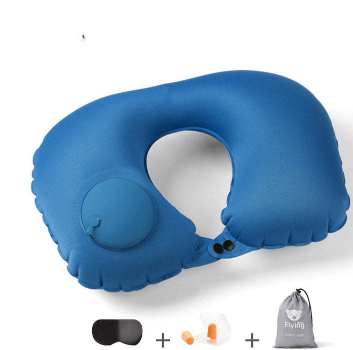 Almohada inflable portátil de TPU en forma de U para viajes