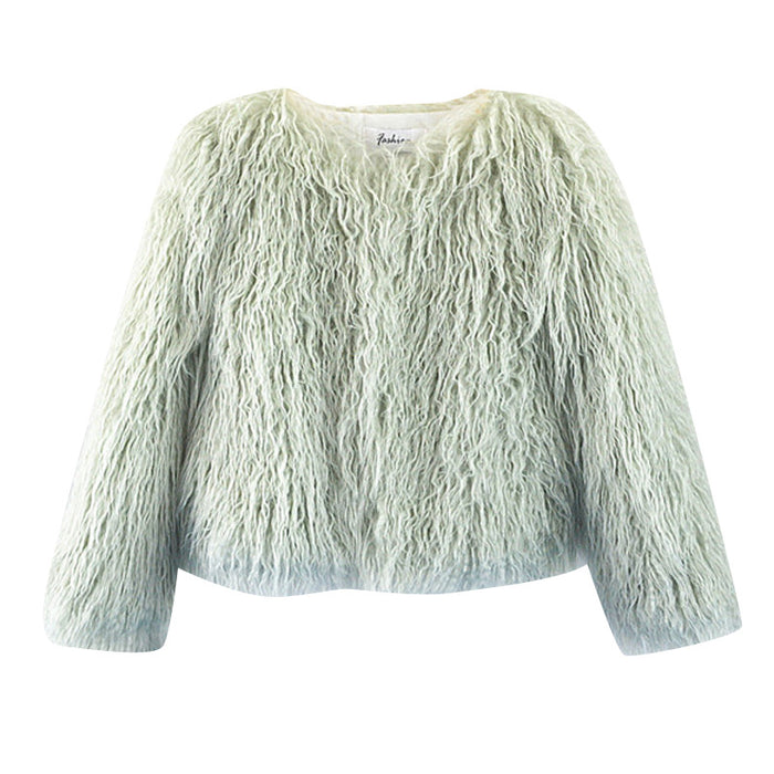 Women's Solid Color Short Faux Shearling Fur Coat