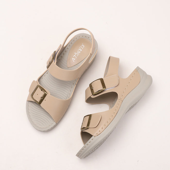 Casual Wedge Sandals Women's Fashion Thick Bottom Velcro Travel Beach Shoes