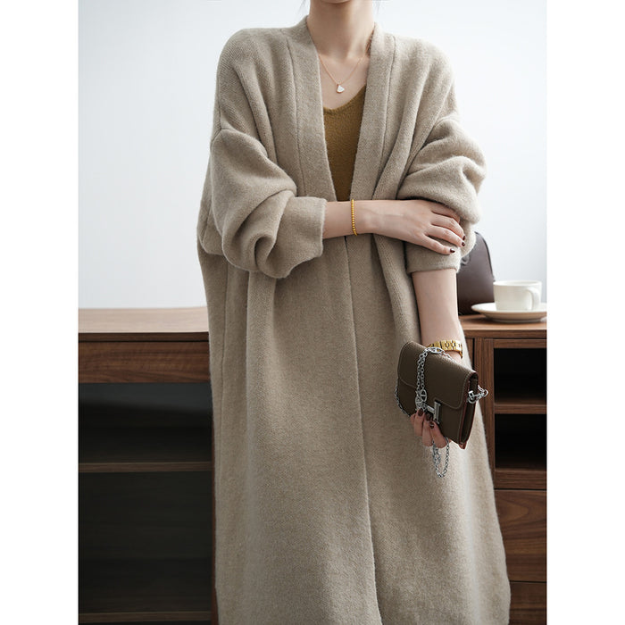 Womens Casual Long-sleeve Solid-color Sweater Cardigan