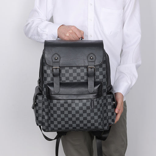 Large Capacity Travel Leisure Plaid Backpack