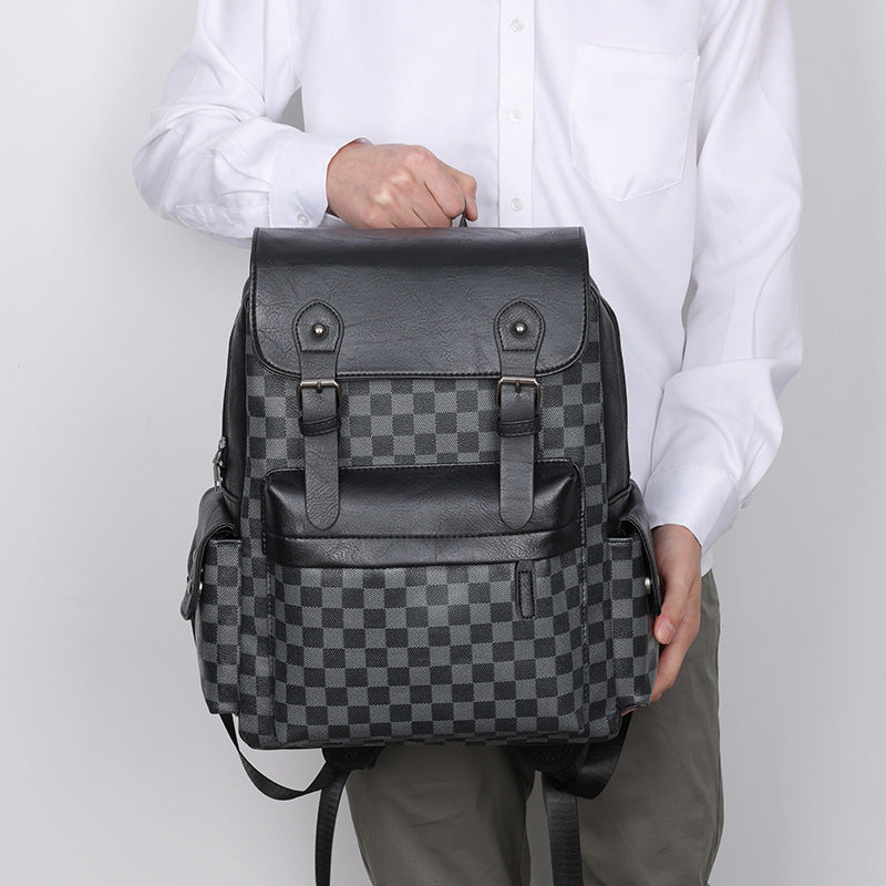 Large Capacity Travel Leisure Plaid Backpack