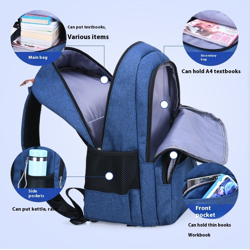 Primary School Student Schoolbag Male Grade 3-6 Junior's Schoolbag Female Double Backpack
