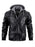Chaqueta de cuero sintético para hombre, chaqueta de motocicleta, impermeable, a prueba de viento, de PU, estilo bombardero vintage con capucha extraíble 