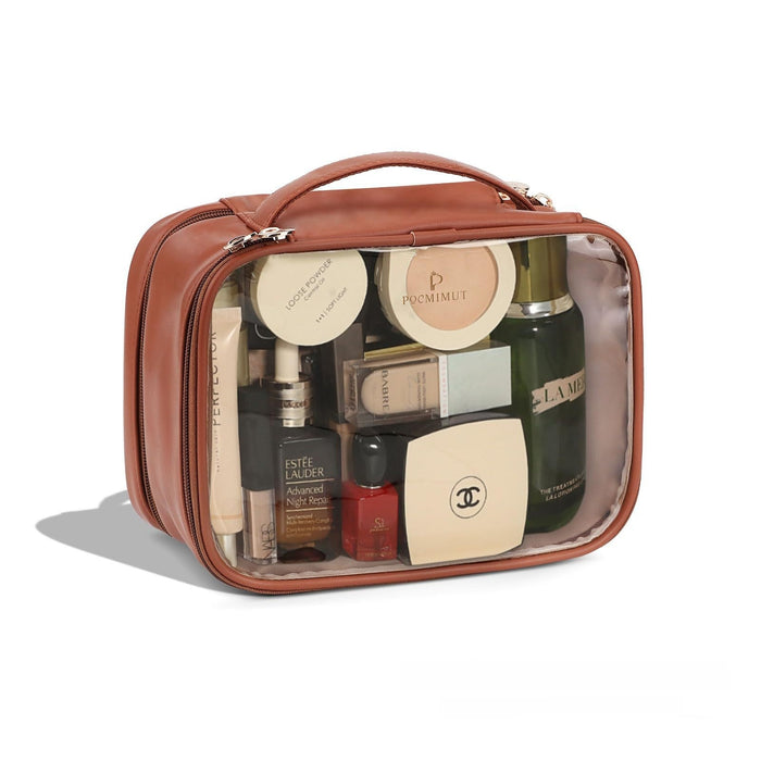Leather Transparent Cosmetic Bag Travel Essential