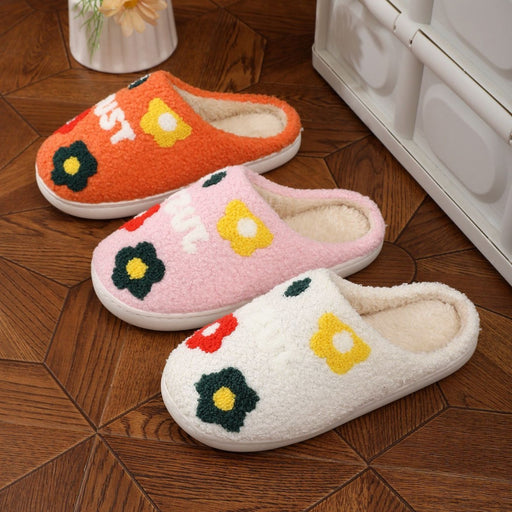 Lady's Flower Slippers Indoor Soft Bottom Cotton Slippers