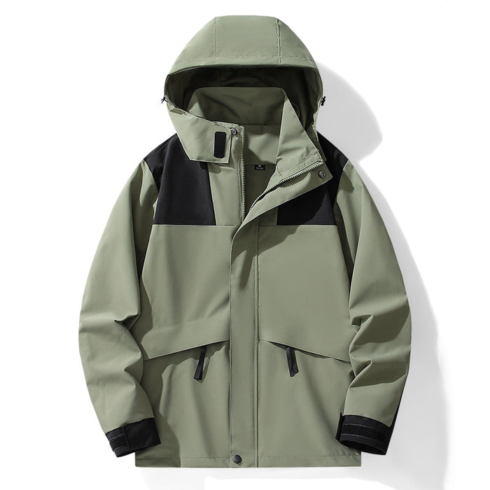 Veste de sport imperméable et coupe-vent monocouche à capuche pour l'extérieur