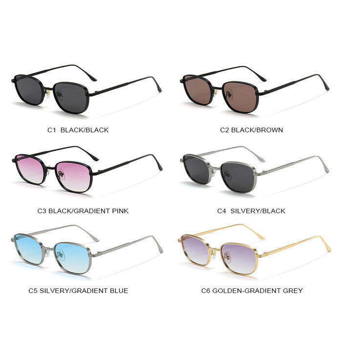 Lunettes de soleil rétro à petite boîte carrée en métal avec protection UV