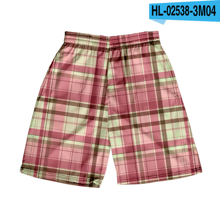 Men's Plaid Shorts Casual Beach Pants