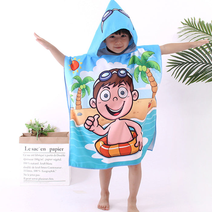 Cape en microfibre pour enfants, serviette de plage double face en velours à séchage rapide