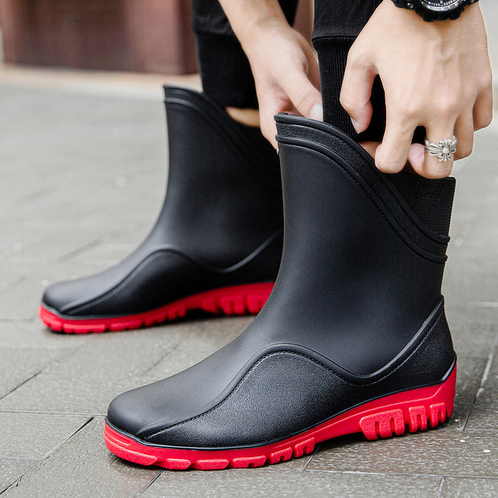 Botas de lluvia impermeables de tubo medio para hombre al aire libre