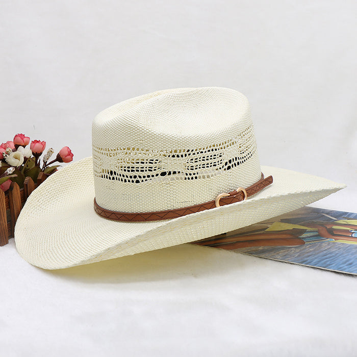 Waterproof Woven Hand-woven Western Knight Cowboy Hat Beach Sun-proof Outdoor