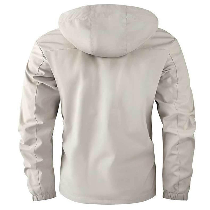 Men's Casual Hooded Jacket Parka Autumn And Winter Warm Solid Color Windproof Coat Outdoor Clothes With Multiple Pockets