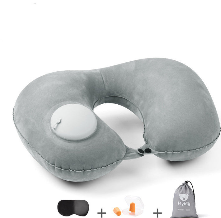 Almohada inflable portátil de TPU en forma de U para viajes