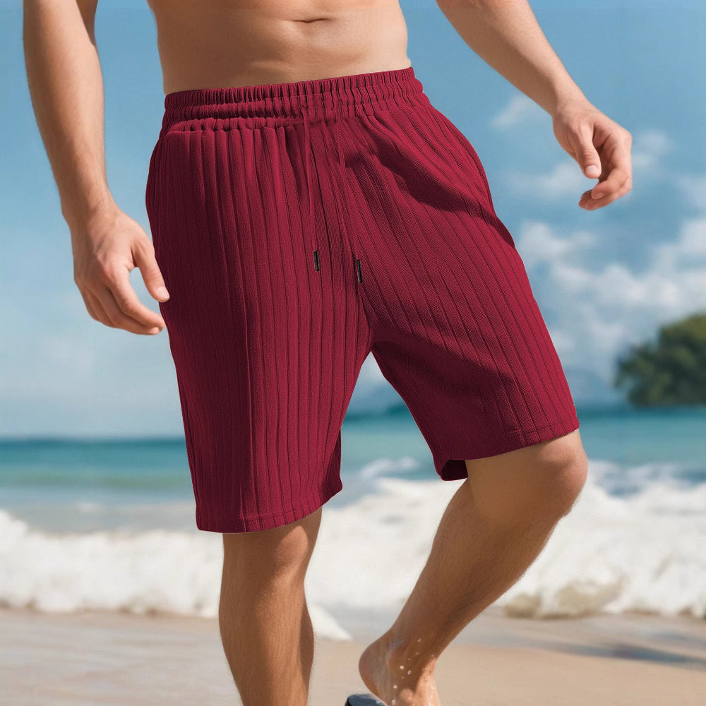 Short de sport à lacets multi-poches pour homme, pantalon de plage rayé