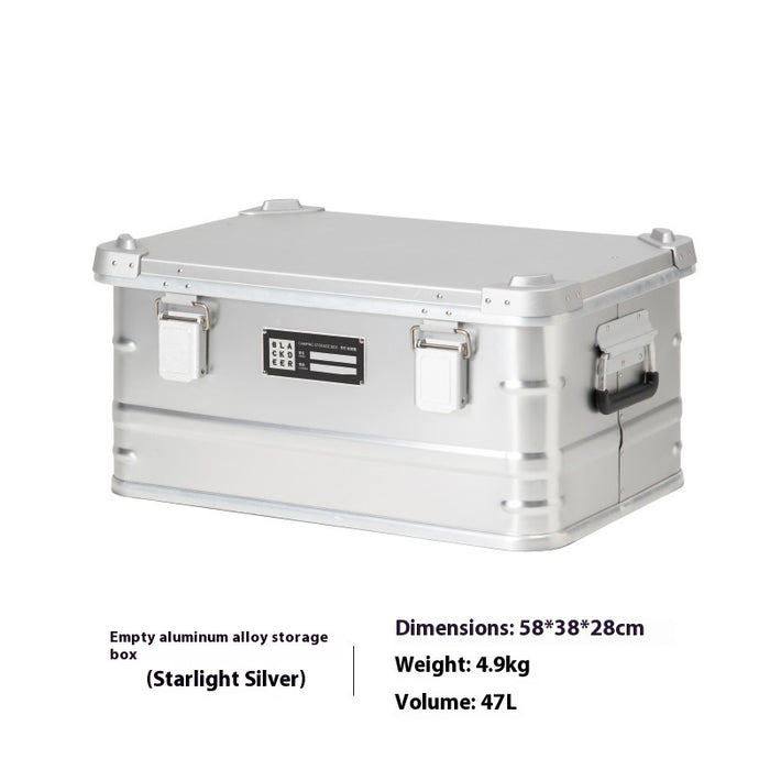 Caja de almacenamiento de aleación de aluminio para exteriores, equipo portátil de camping de metal para montar en vehículo.