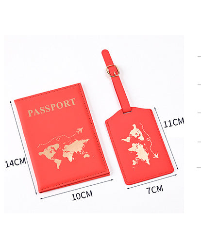 Nueva funda de pasaporte de PU con diseño dorado de mapas