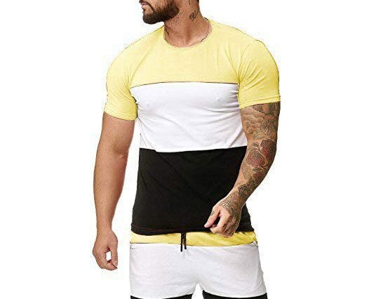 T-shirt à manches courtes assorti pour hommes, idéal pour les sports et loisirs de plein air