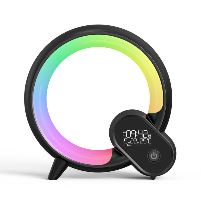 Reloj despertador con pantalla digital analógica y luz Q creativa, con Bluetooth, audio, despertador inteligente, luz ambiental colorida.
