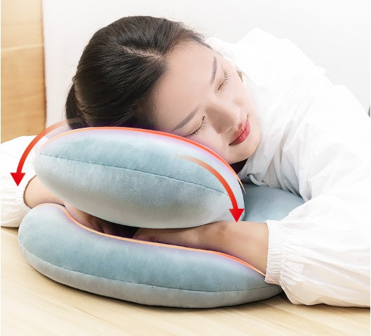 Almohada de escritorio en forma de U para la siesta, soporte para el cuello, cojín para asiento, reposacabezas, almohada de viaje para el cuello con reposabrazos