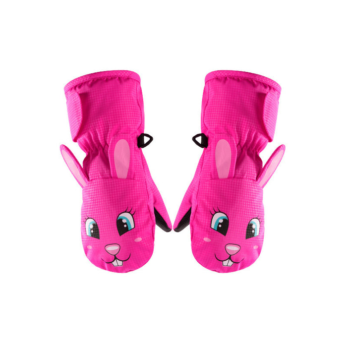 Guantes de esquí para niños con forro polar, bonitos guantes de dibujos animados para niñas.