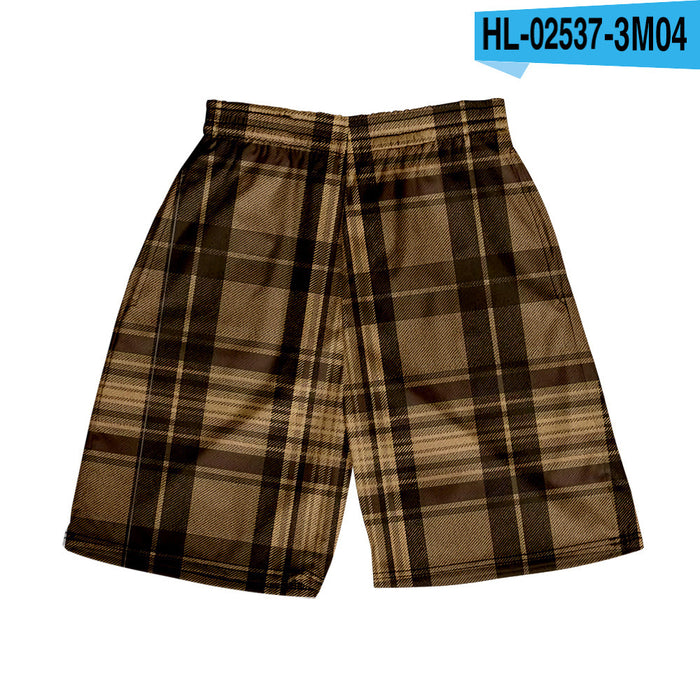 Men's Plaid Shorts Casual Beach Pants