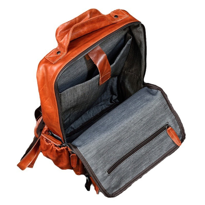 Cowhide Flip Shoulder Large Capacity Computer Bag