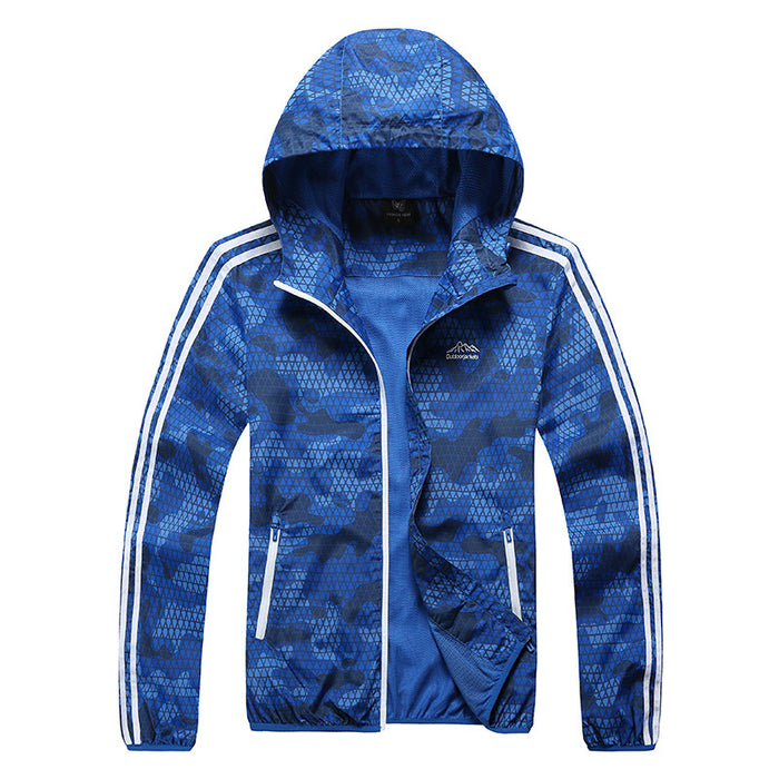 Chaqueta cortavientos fina de manga larga para hombre, para deportes al aire libre, de verano, impermeable y transpirable, con protector solar