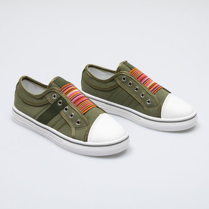 chaussures pour femmes en toile élastique à bout rond