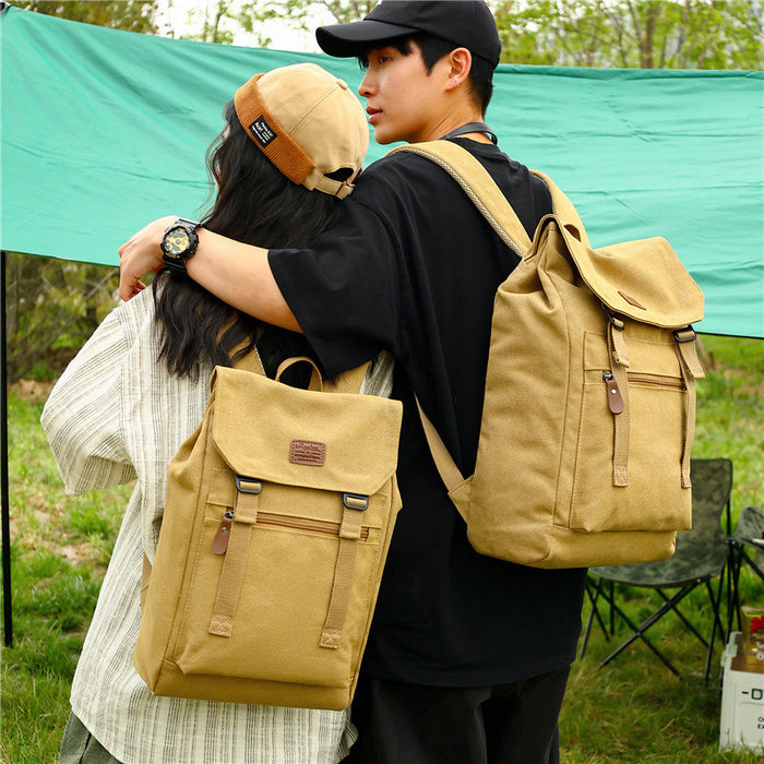 Sac à dos de voyage en toile lavée, style décontracté, grande capacité