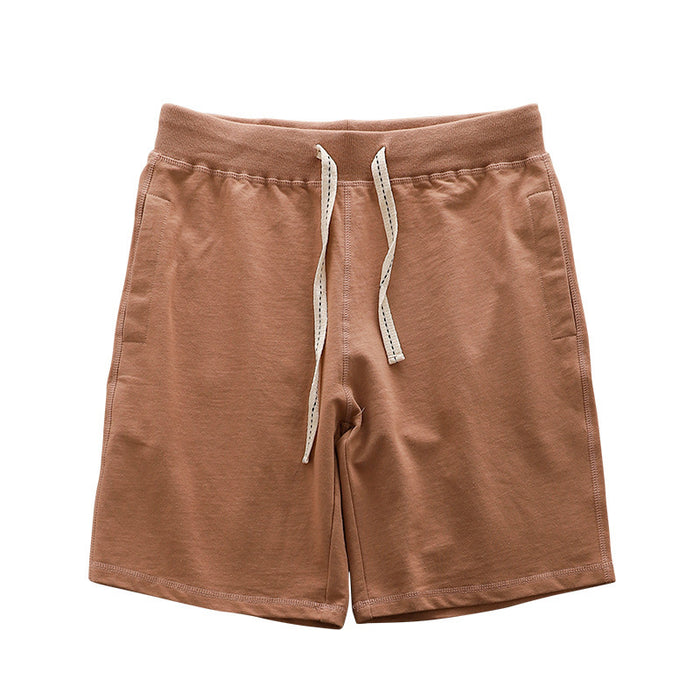Loose Outer Wear Khaki Solid Color Casual Men's Shorts