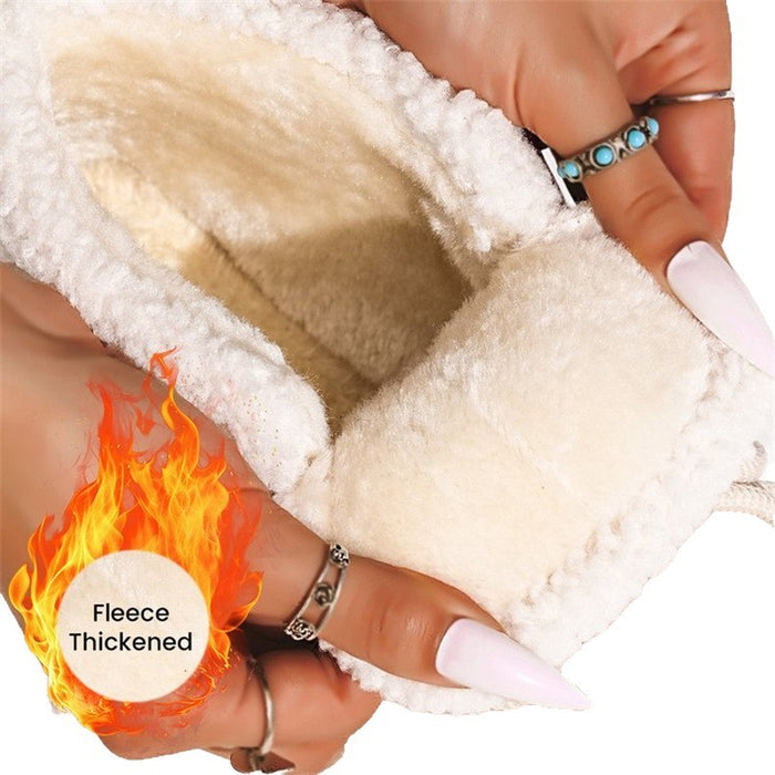 Botas de nieve con suela gruesa y forro polar para mujer, zapatos casuales con acolchado de algodón y piel integrada