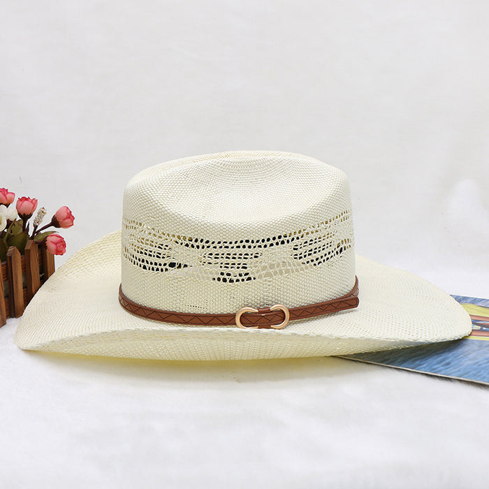 Waterproof Woven Hand-woven Western Knight Cowboy Hat Beach Sun-proof Outdoor