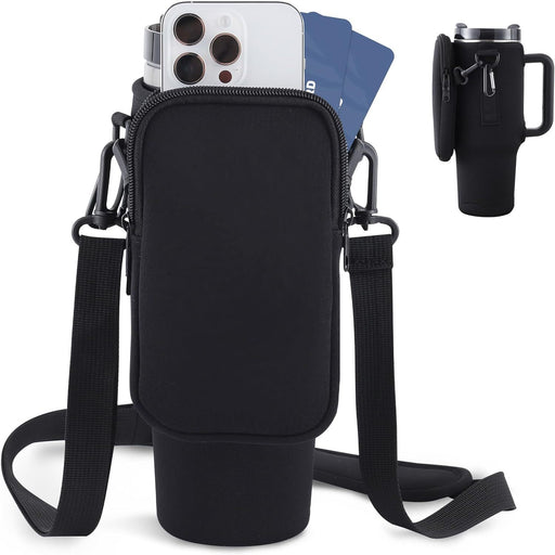 Sac porte-bouteille Slok, compatible avec les gourdes de 1,2 L (40 oz) avec poignée, porte-bouteille moderne avec sangle réglable simple pour les activités de plein air (marche, randonnée, voyages) - Bleu/Violet