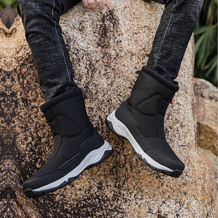 Bottes de neige épaisses en polaire pour couple, chaudes et confortables pour la marche et l'escalade en extérieur, hiver.