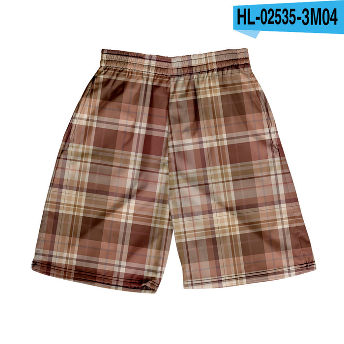 Men's Plaid Shorts Casual Beach Pants
