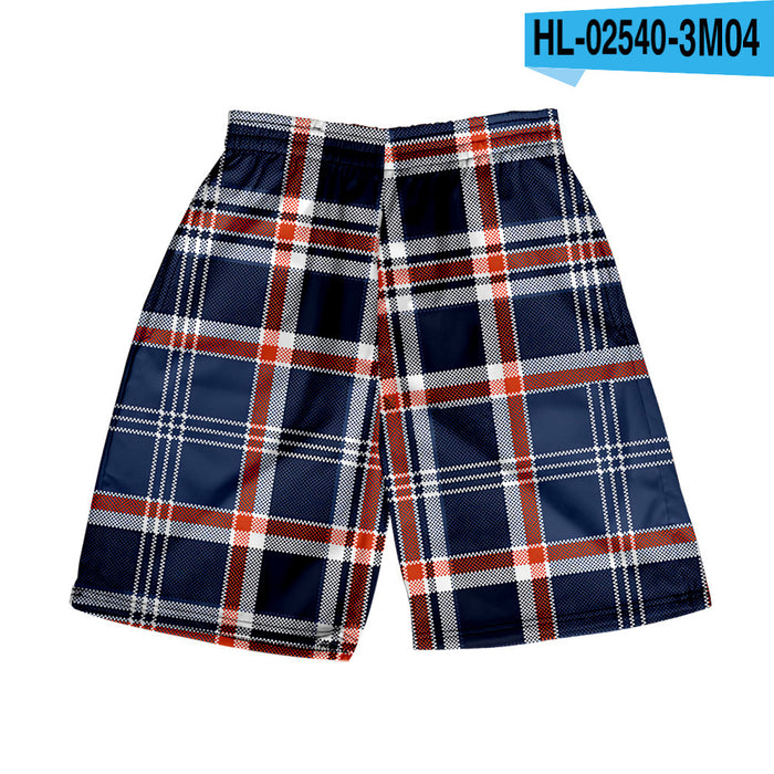 Men's Plaid Shorts Casual Beach Pants