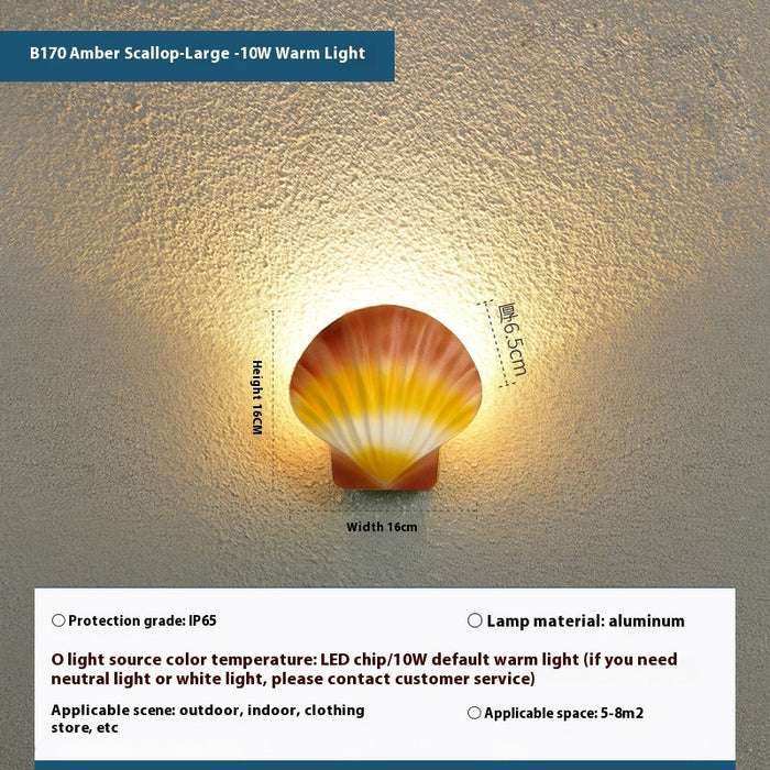 Lampe murale LED extérieure étanche en forme de coquillage, lampe de jardin créative