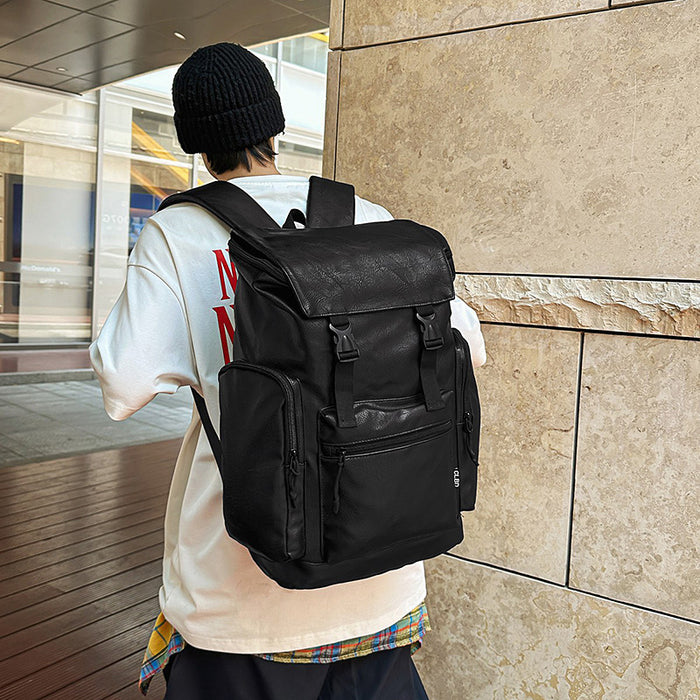 Mochila retro de cuero de vaca para computadora de mujer para hombre con acabado esmerilado