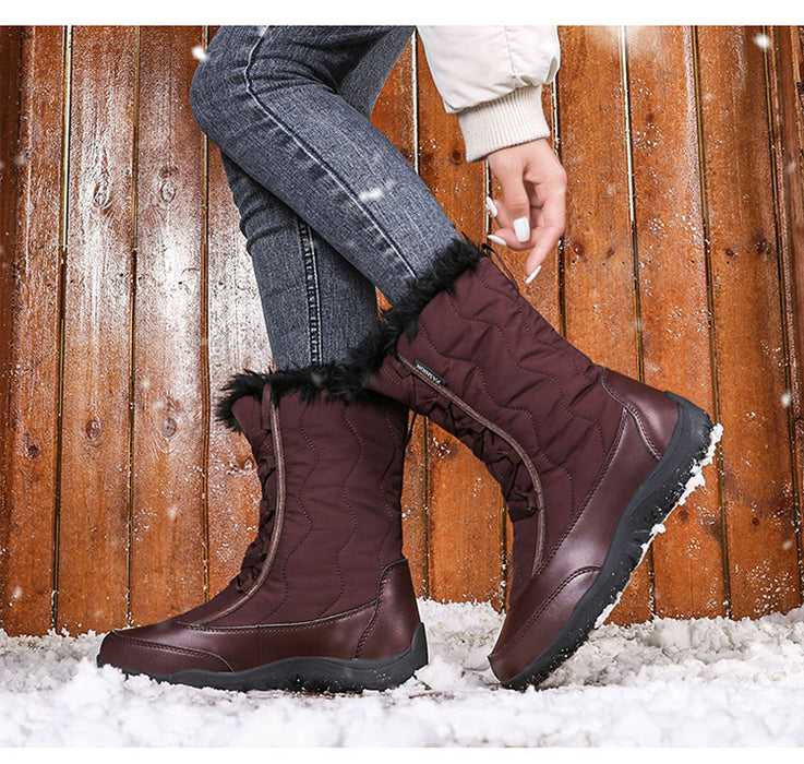 Botas de nieve altas para exteriores, zapatos cálidos de algodón