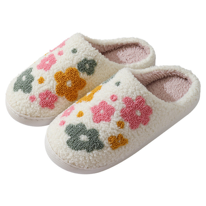 Chaussons en coton chauds et confortables à fleurs colorées, d'intérieur,