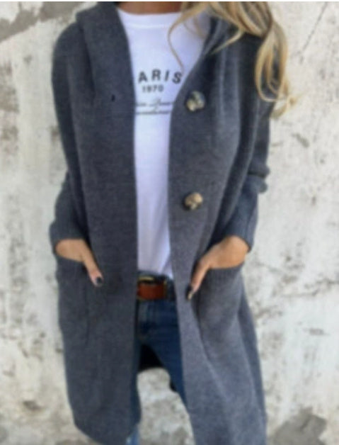 Suéter cárdigan de longitud media para mujer gris claro