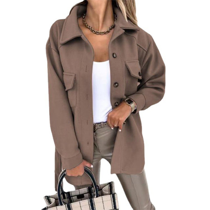 Lapel Jacket Fashion Casual Single-Breasted Coat With Belt Spring Autumn Women's Clothing