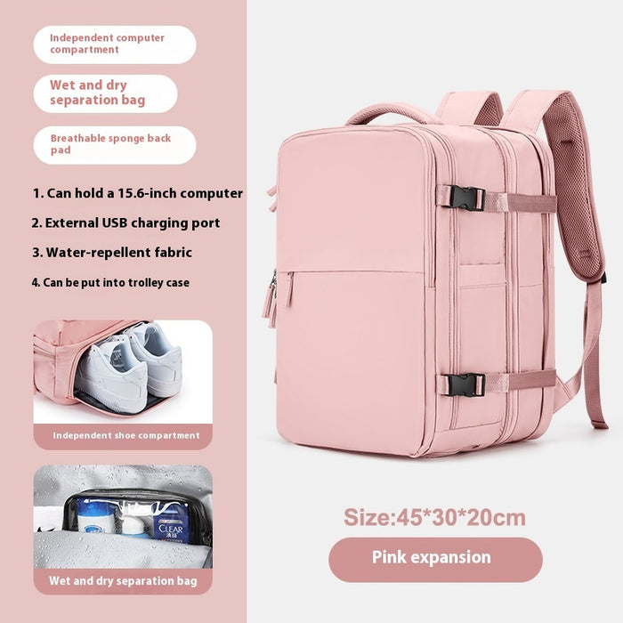 Backpack Women's Large Capacity Travel Men's Business Trip Can Be Expanded