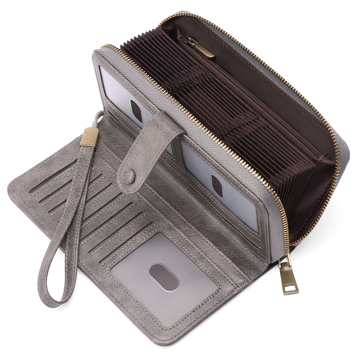 Portefeuille long extensible pour femme avec porte-cartes et sac passeport