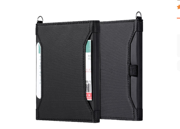 Porta pasaporte corto de cuero para hombre, portátil, elegante y versátil, de gran capacidad.