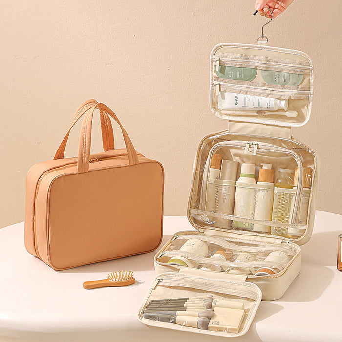 Large-Capacity Oxford Cloth Hanging Portable Toiletry And Makeup Bag For Easy Travel Combing